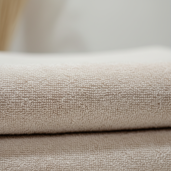 Close-up of plush coral fleece microfiber towel, highlighting softness and absorbency, part of CozyTowels set