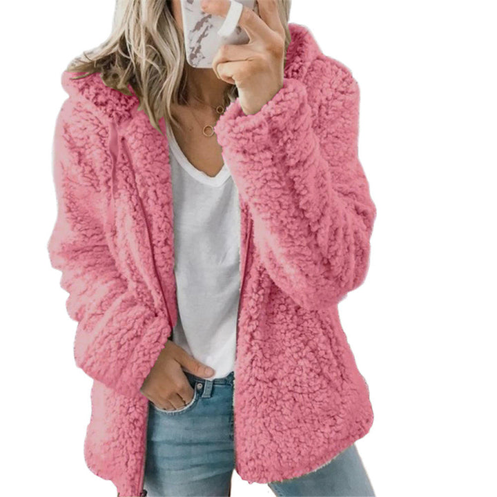 Ultra-soft women's teddy jacket in a cozy style, perfect for fall and winter comfort and warmth.