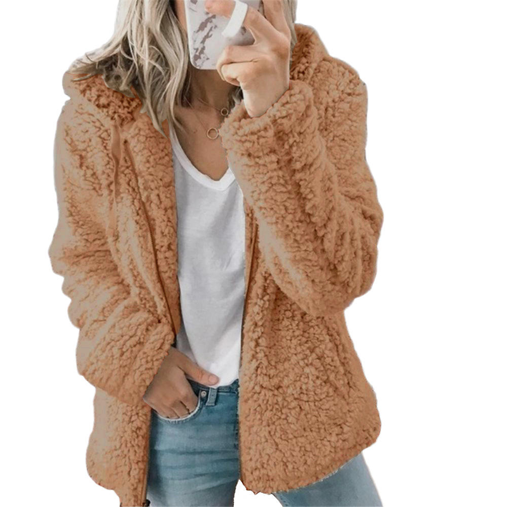 Plush teddy bear coat for women, offering cozy comfort and a stylish look for fall and winter.