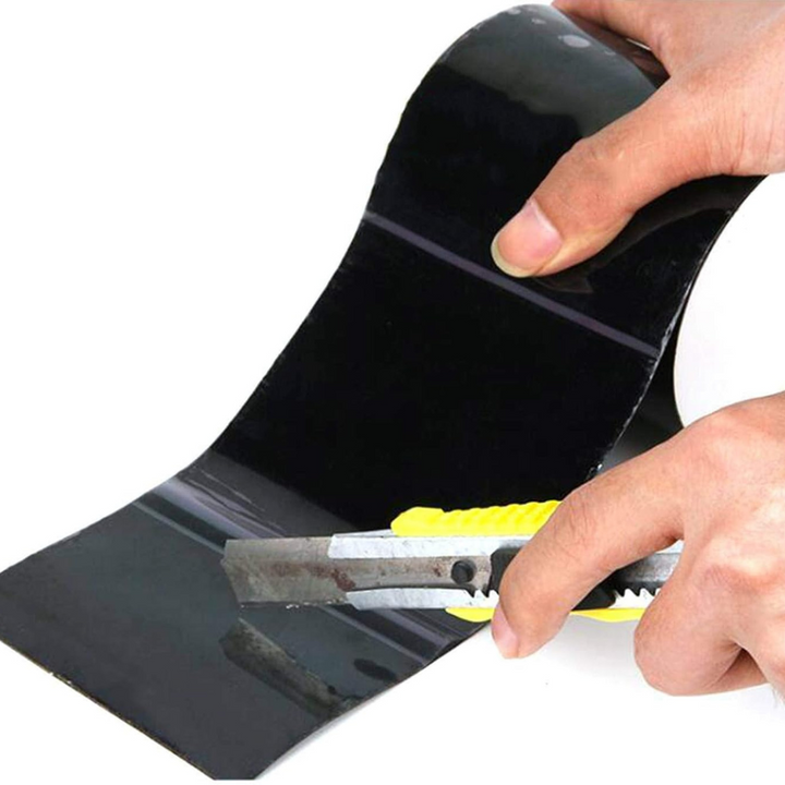Weather-resistant black waterproof sealing tape with ultra-strong adhesive for instant leak repair.