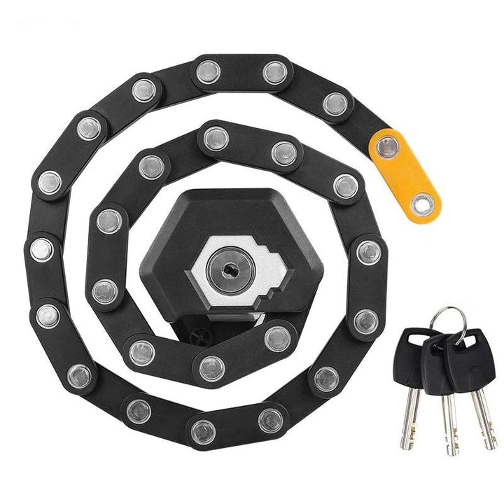 Heavy duty steel alloy bike lock. Ultra strong, anti-theft cycling accessory for robust bicycle security.
