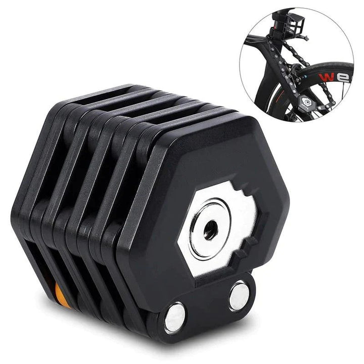 Advanced anti-theft bicycle lock. Ultra strong foldable design provides reliable security for any bike.