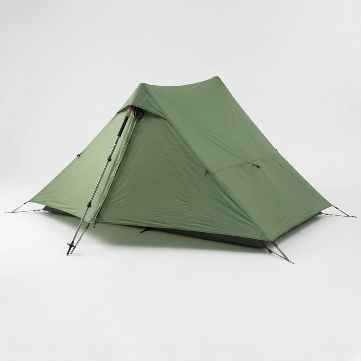 Durable ultralight 2-person trekking pole tent, ideal for rugged backpacking and reliable outdoor shelter in any weather.