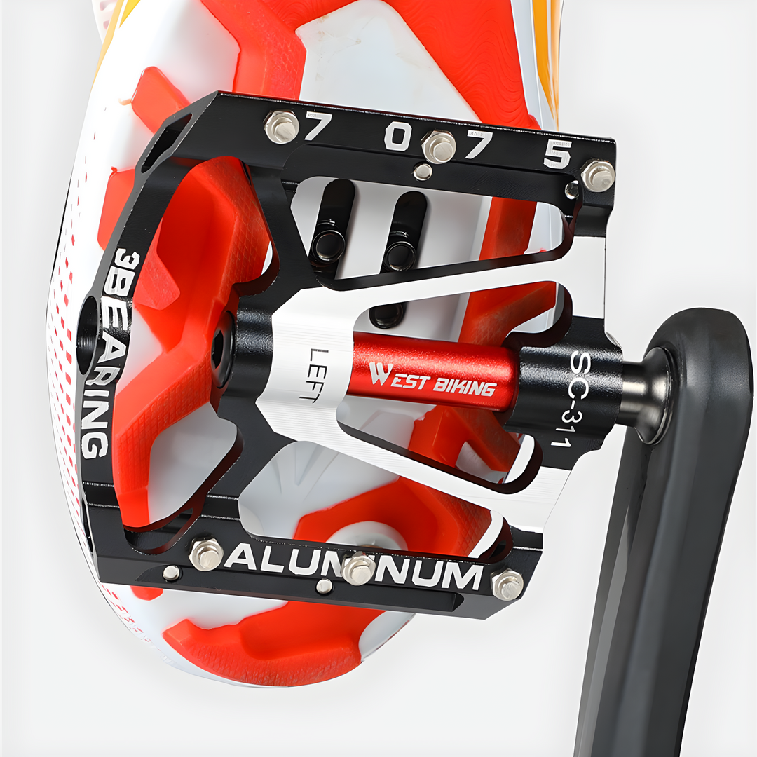 Durable ultralight aluminum bike pedals with anti-slip pins for secure mountain biking & road cycling.