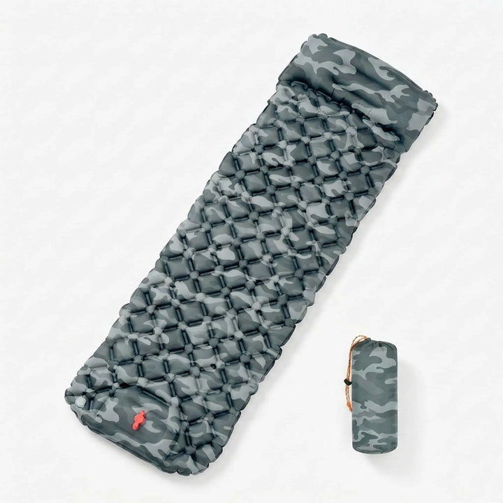 Portable ultralight sleeping pad for backpacking. Essential camping gear for comfortable outdoor sleep on hikes.