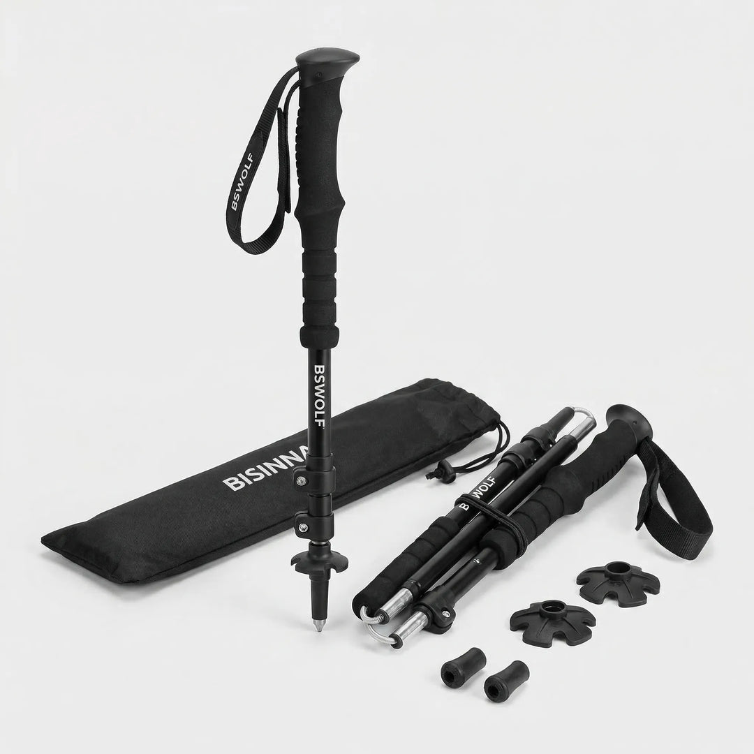 Adjustable unisex trekking poles, perfect for Nordic walking & hiking. Durable aluminum, ultralight, & folding design.