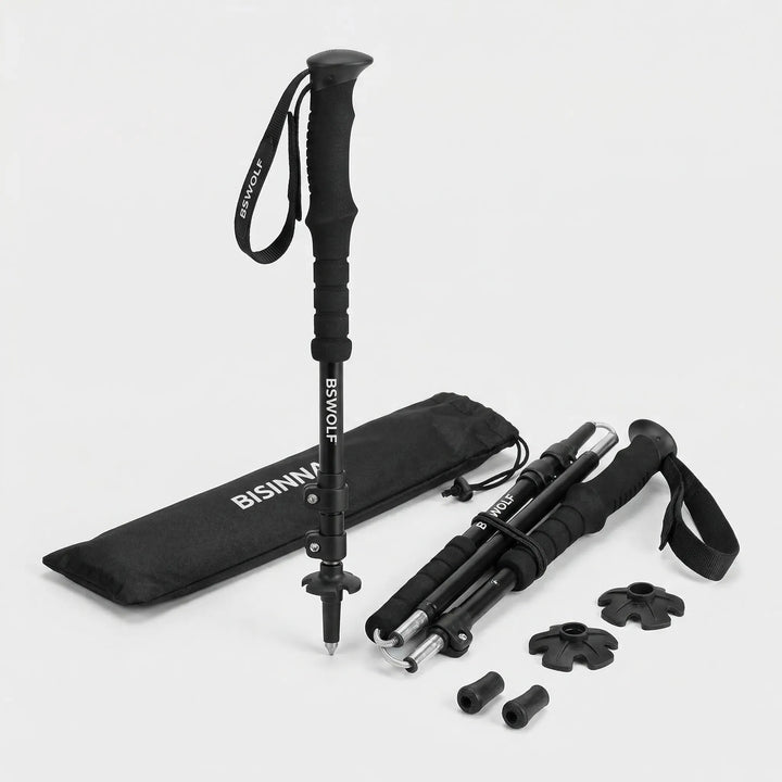 Adjustable unisex trekking poles, perfect for Nordic walking & hiking. Durable aluminum, ultralight, & folding design.