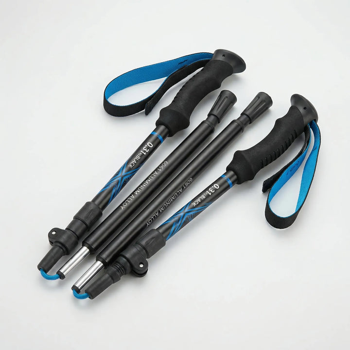 Durable aluminum ultralight trekking poles. Adjustable, folding design for all genders. Ideal hiking & outdoor adventure gear.