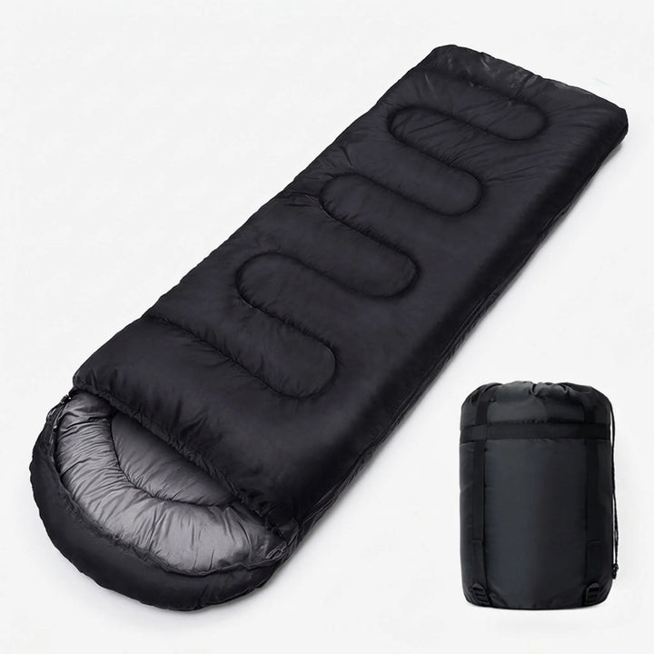 Spacious envelope sleeping bag for comfortable camping & hiking. Lightweight outdoor gear for backpacking trips.