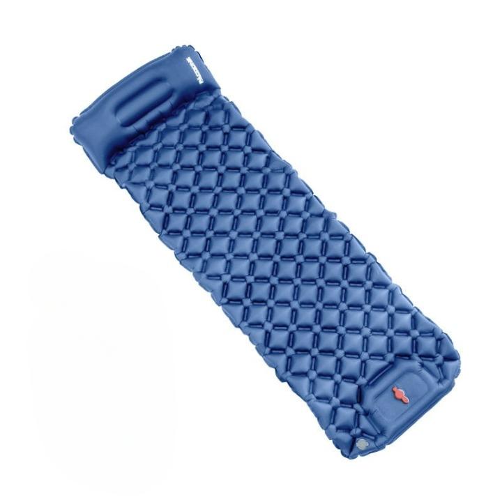 Portable camping sleeping pad, ultralight & waterproof, with an integrated pump for convenience.