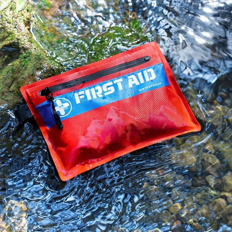 Durable waterproof first aid kit. Ultralight emergency gear for all weather hiking & camping trips.