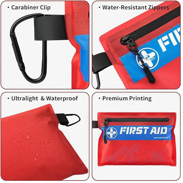 Essential ultralight waterproof first aid kit for outdoor emergencies. Compact, portable survival supplies.