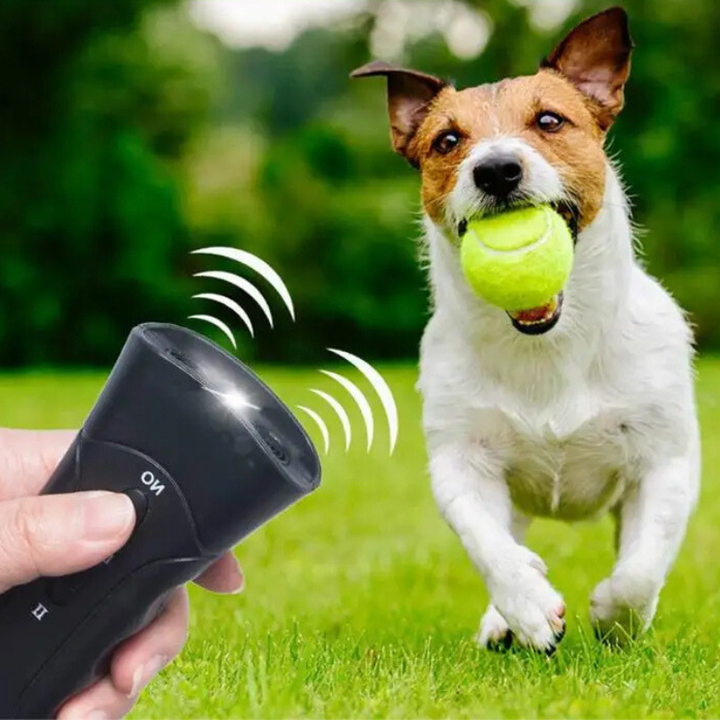 Ultrasonic anti-barking device for dogs, humane deterrent to stop excessive barking & improve pet training.