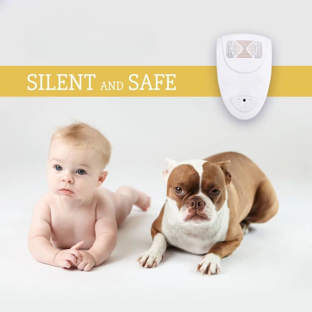 High-tech ultrasonic pest repeller uses sound waves to effectively deter mice, rats, and other common household pests.