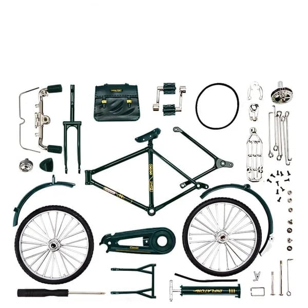 Hands assembling the 1:10 scale Retro Bike Model, a fun and rewarding DIY hobby kit.