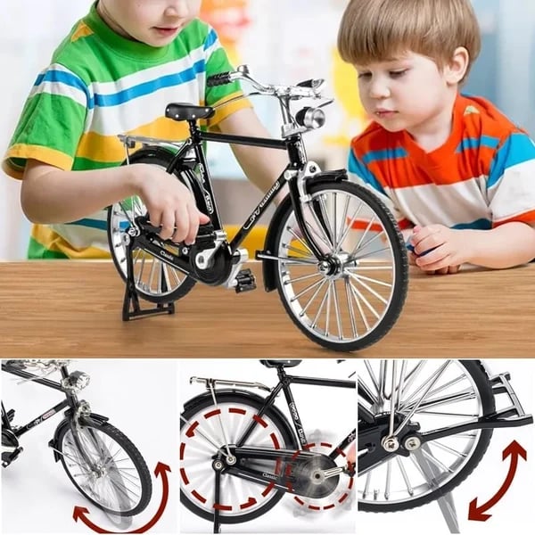 Build your own vintage bicycle with this 1:10 scale DIY craft kit, perfect for adult hobbyists.