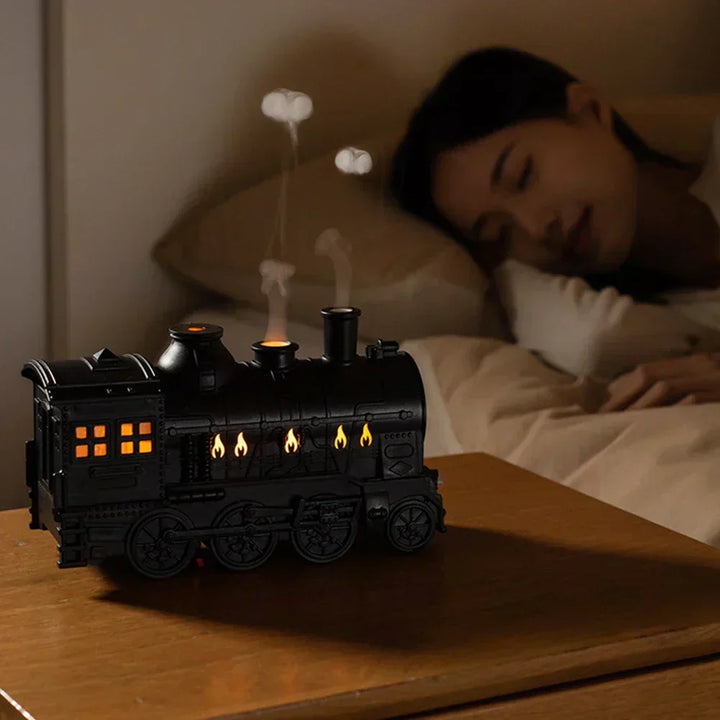 Unique locomotive aromatherapy diffuser & humidifier, perfect for home decor. Adds steam & essential oil mist.