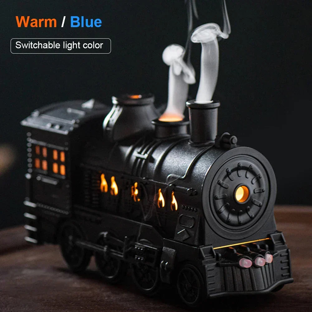 Stylish locomotive diffuser & humidifier, a unique piece of home decor. Enhances ambiance with aromatherapy.