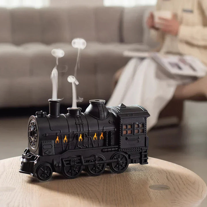 Home aromatherapy locomotive diffuser, humidifier & mood light. Spreads essential oils for relaxation & better air.