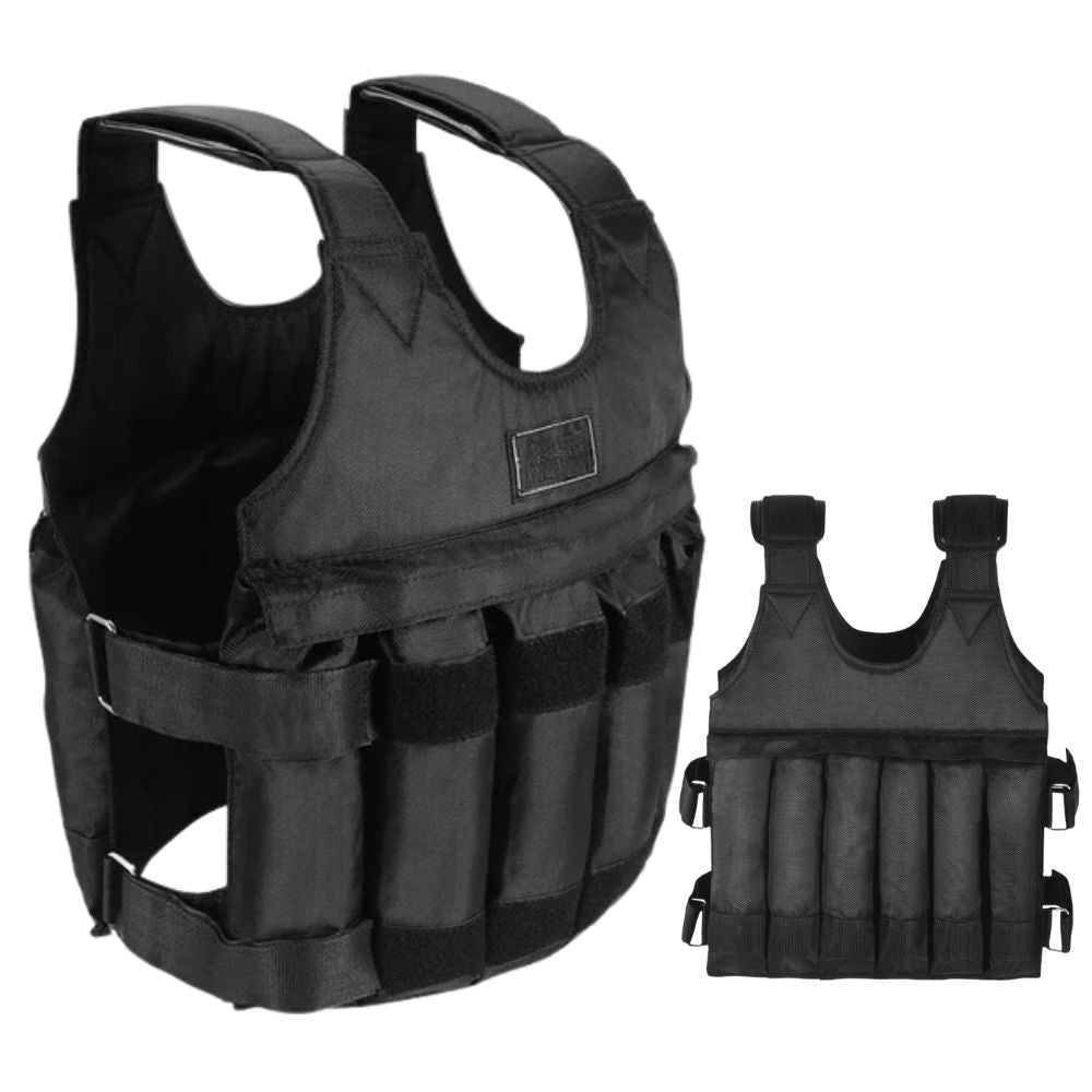 Unisex 110 lb adjustable weighted vest for strength training, fitness workouts, and cardio exercise.