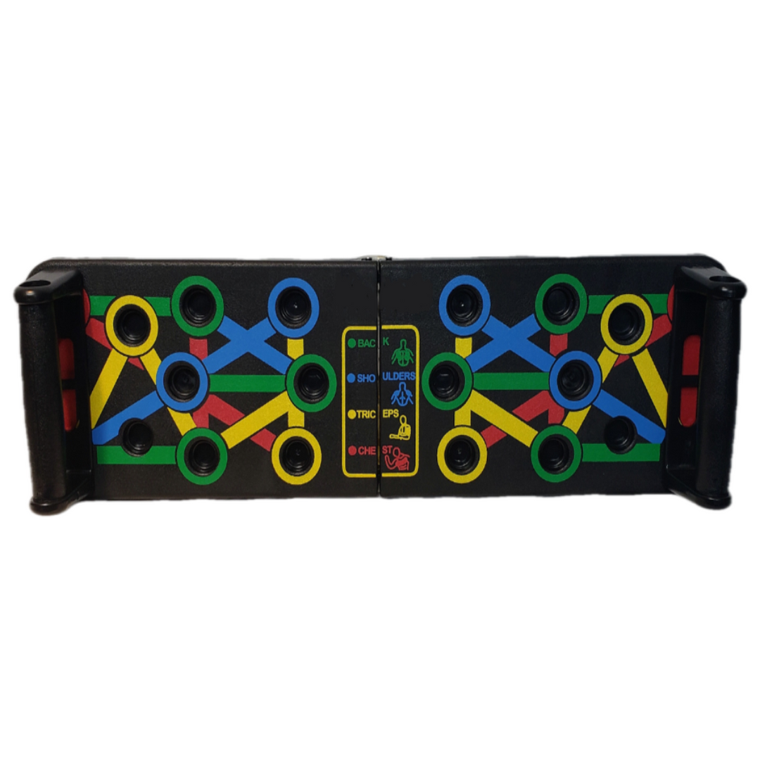 Unisex 14-in-1 push-up board for full upper body home workout. Targets chest, back, shoulders, triceps. Portable fitness equipment.