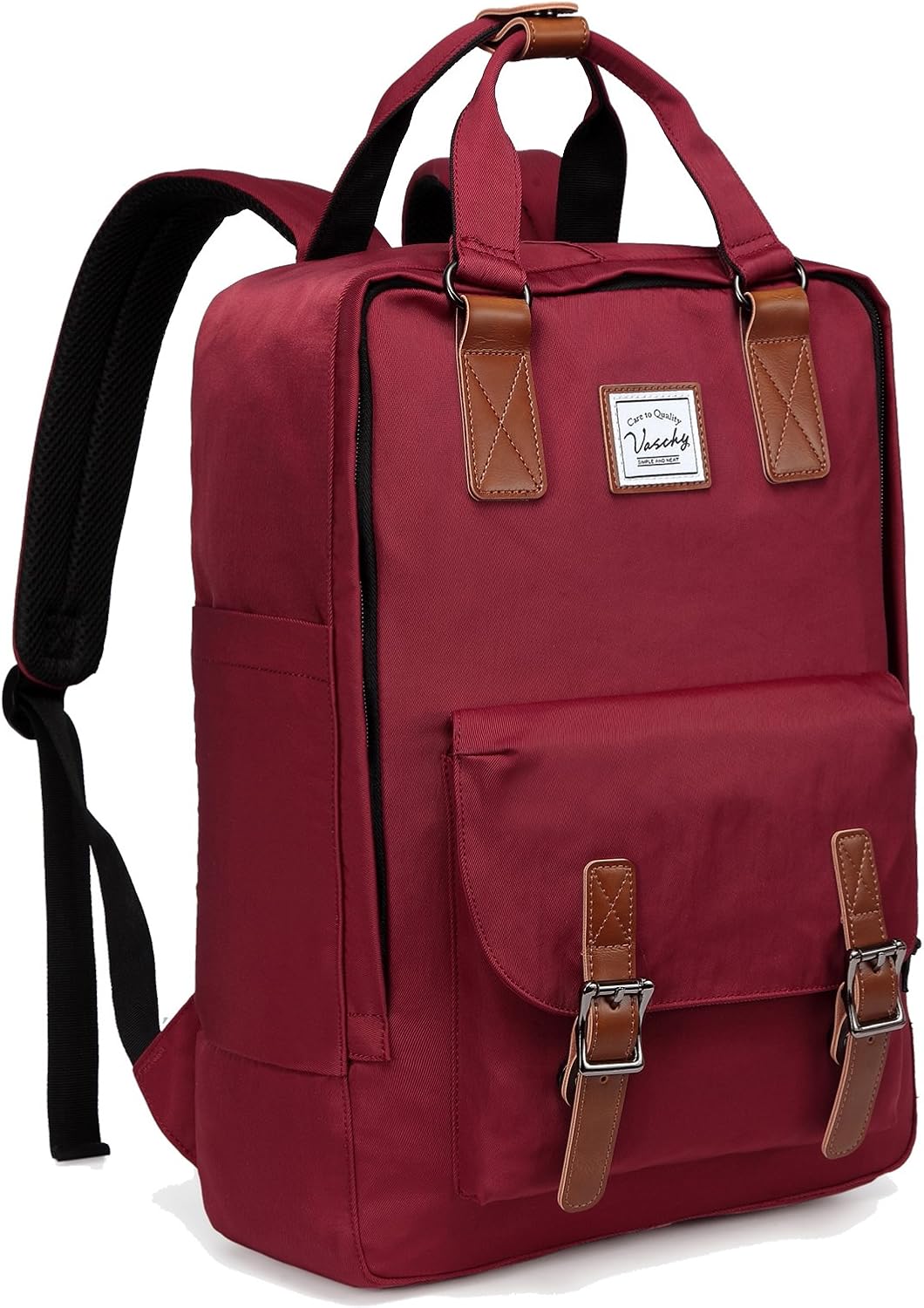 UrbanEase 15.6 inch water-resistant vintage laptop backpack with multiple utility organizer pockets.