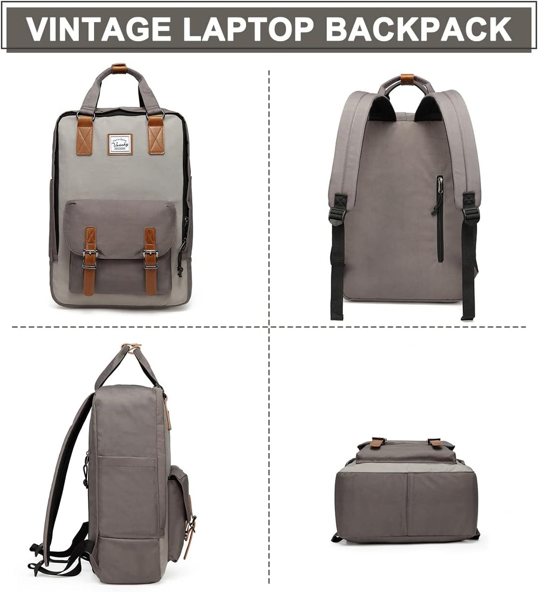 UrbanEase 15.6 inch water-resistant vintage laptop backpack, styled for a modern commuter.