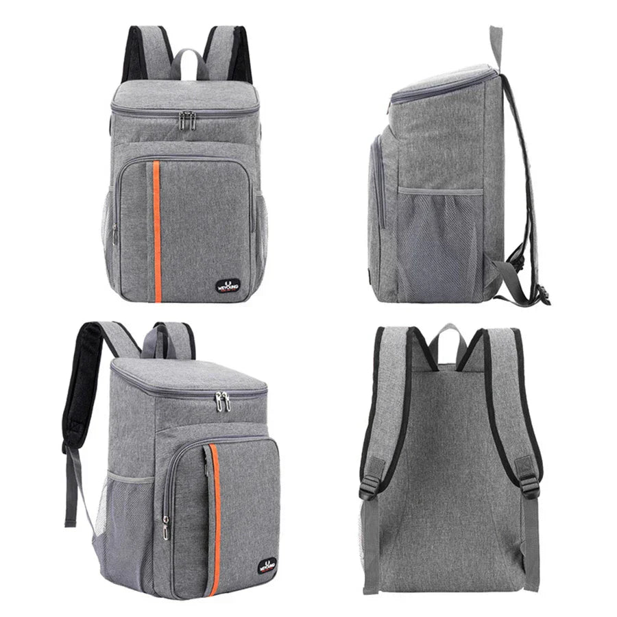 Close-up of waterproof zipper and durable Oxford fabric on ChillPack 18L thermal lunch bag