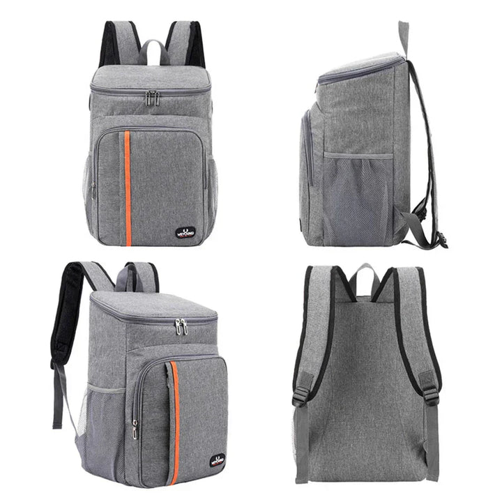 Close-up of waterproof zipper and durable Oxford fabric on ChillPack 18L thermal lunch bag