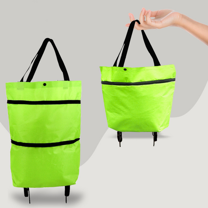 Unisex 2-in-1 convertible shopping cart bag with wheels, perfect for groceries & errands.