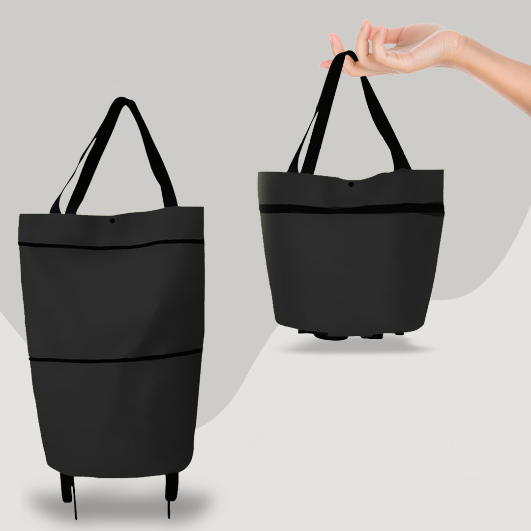 Heavy-duty 2-in-1 convertible grocery bag with smooth wheels for convenient shopping.