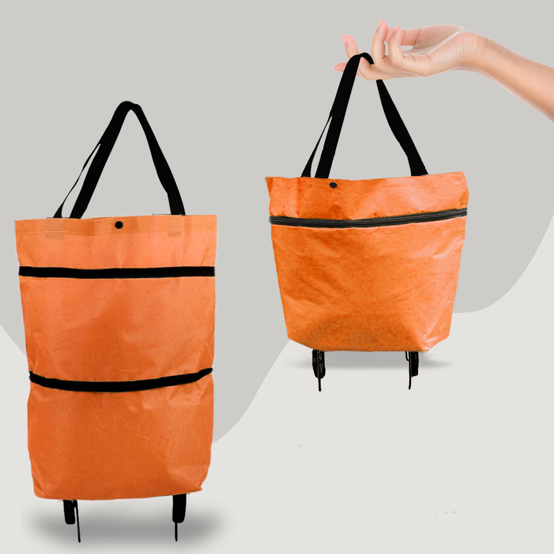 Reusable multi-purpose wheeled grocery bag, convertible design for various shopping needs.