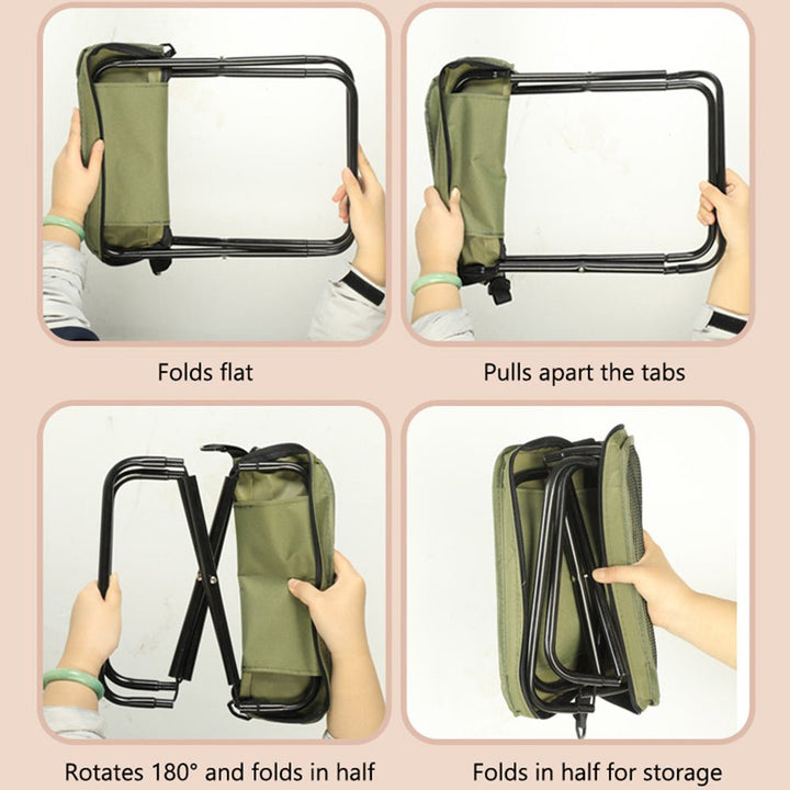 Convenient 2-in-1 folding chair backpack, waterproof & robust, essential for any outdoor adventure.