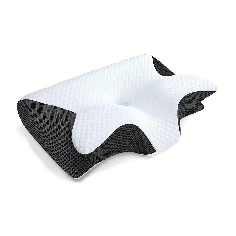 Unisex 2-in-1 memory foam cervical pillow, ergonomic design for neck & spine relief, side & back sleepers.