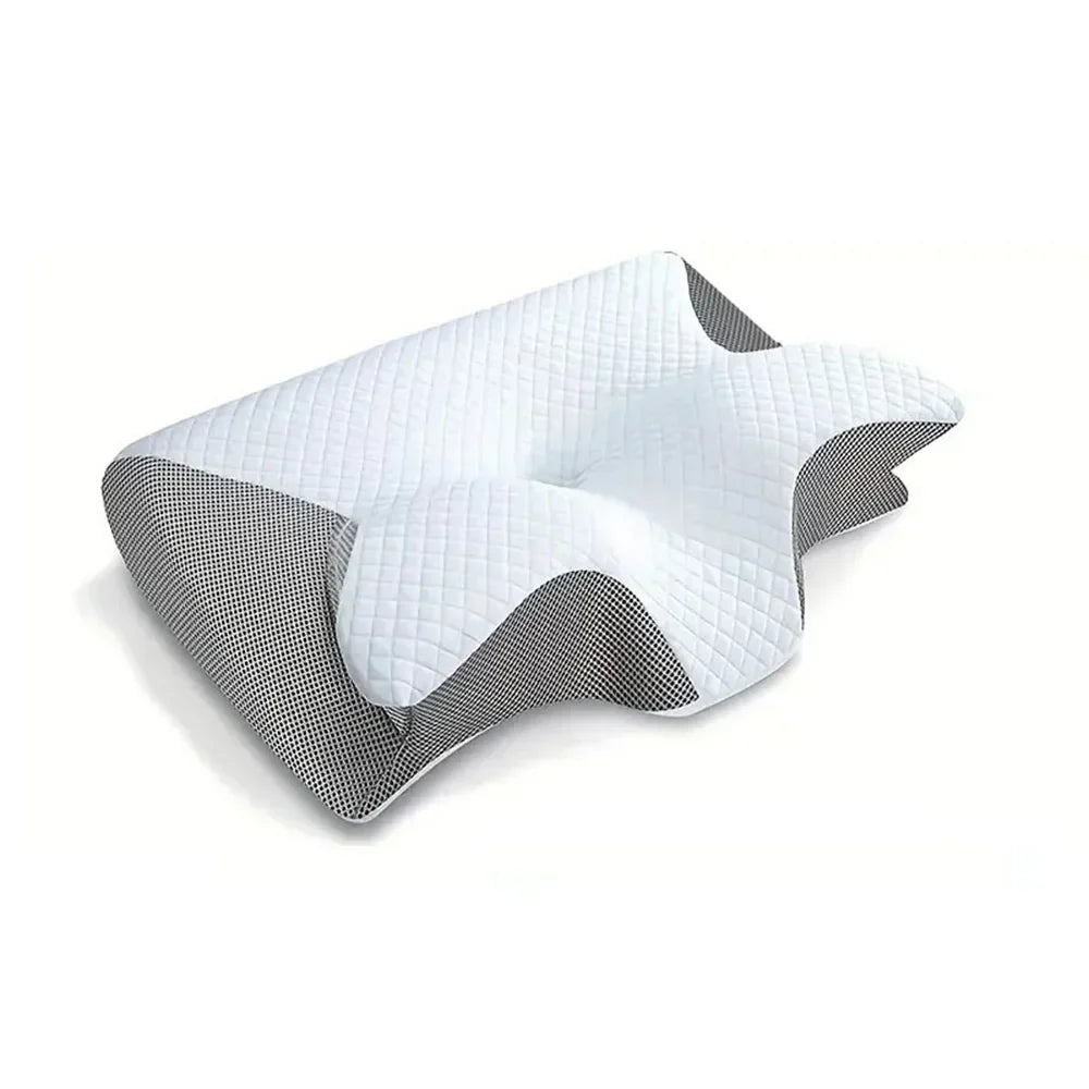 Unisex memory foam cervical pillow, 2-in-1 design for neck & spine relief. Orthopedic support for sleep.