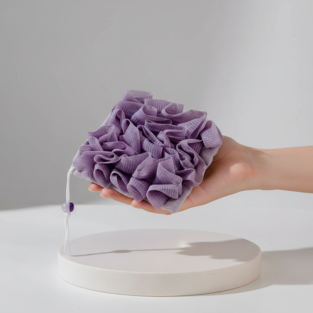 Ergonomic bath sponge with integrated soap dispenser for easy personal skin care