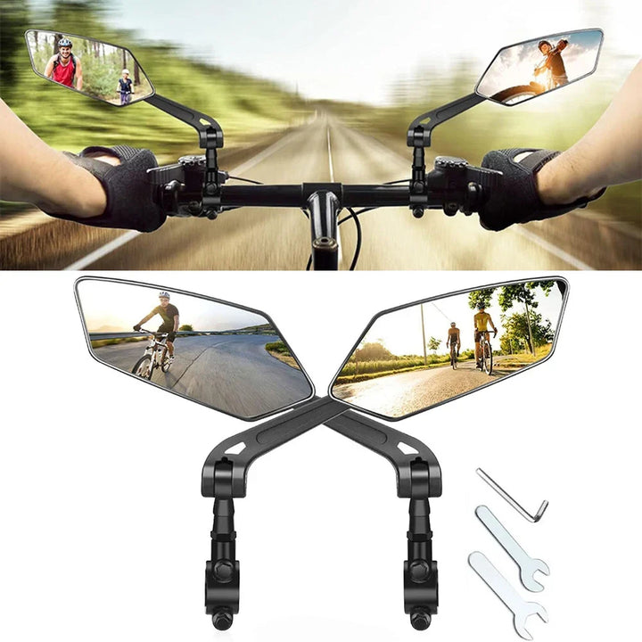 Unisex 2-pack HD wide-angle bike mirrors. Clear rear view for enhanced cycling safety.
