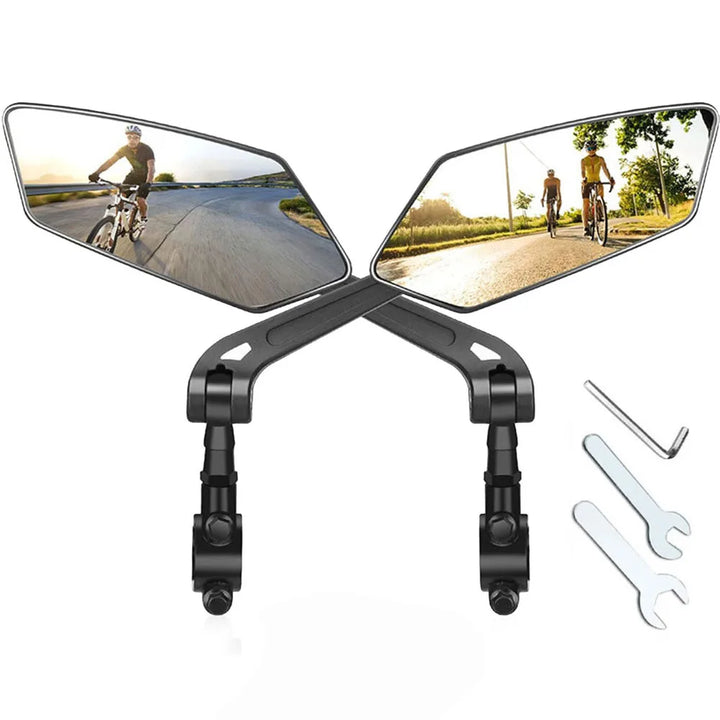 High-definition wide-angle bicycle mirror 2-pack for handlebars. Essential cycling safety accessory.