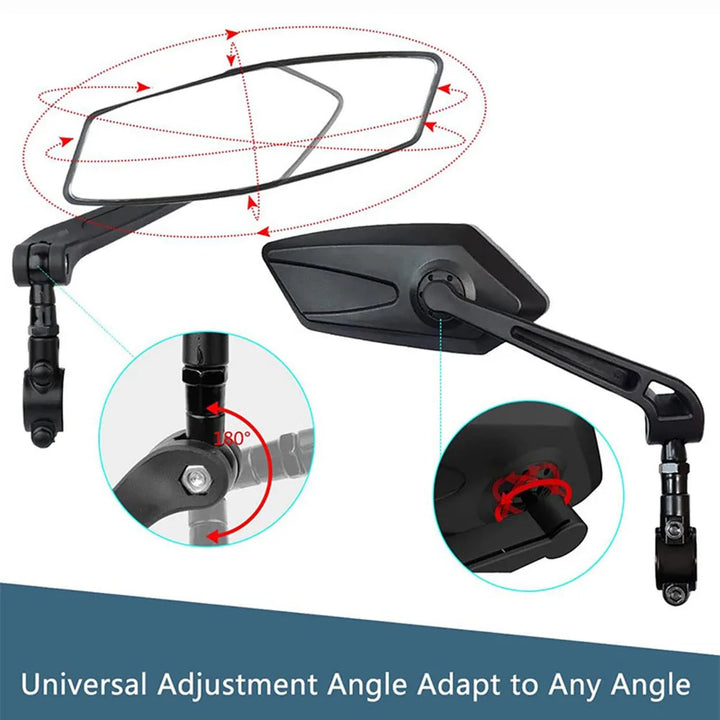 Cycling accessory: 2-pack wide-angle HD bicycle mirrors. Foldable handlebar safety mirrors.