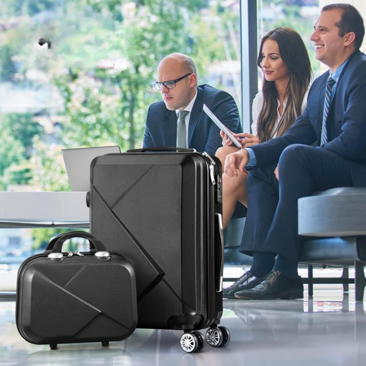 Unisex 2-piece ABS hardshell luggage set with TSA lock, carry-on & checked bag, 360 spinner wheels for travel