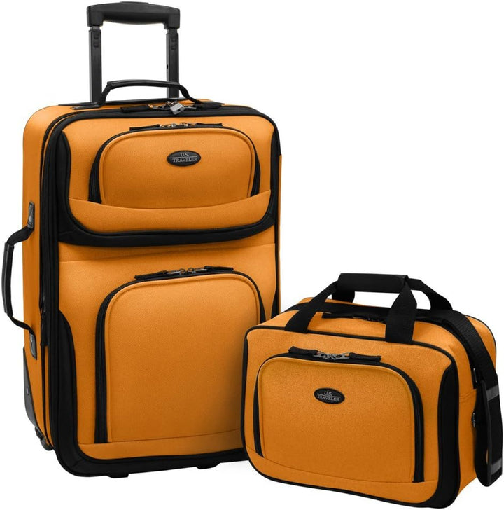 Unisex 2-piece softside carry-on luggage set with expandable design and smooth skate wheels