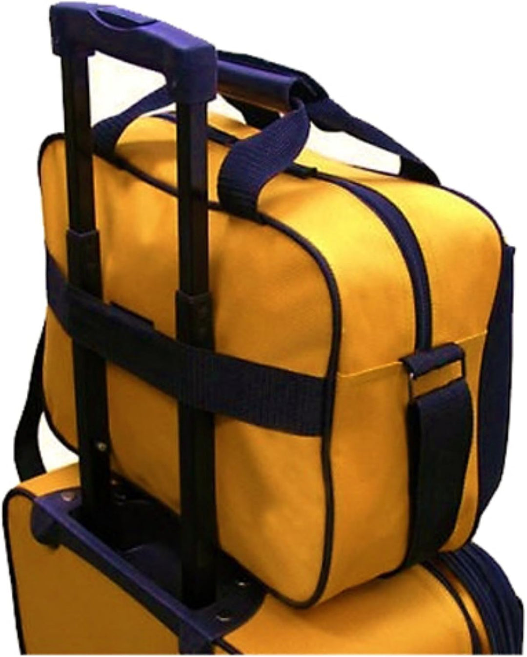 A person easily pulling the carry-on luggage with skate wheels, part of a 2-piece set