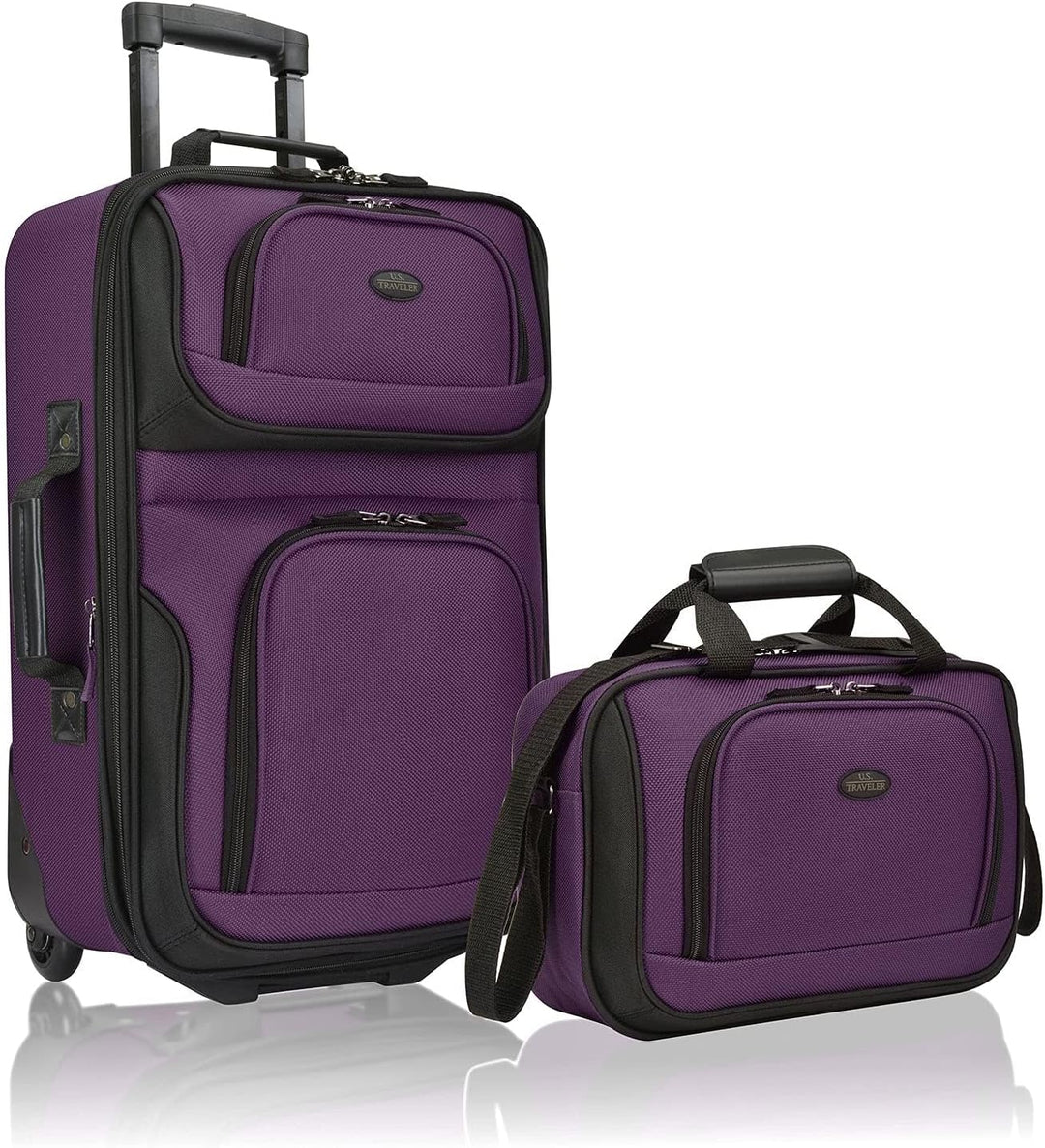 Lightweight polyester 2-piece luggage set, expandable carry-on & duffel bag for travelers