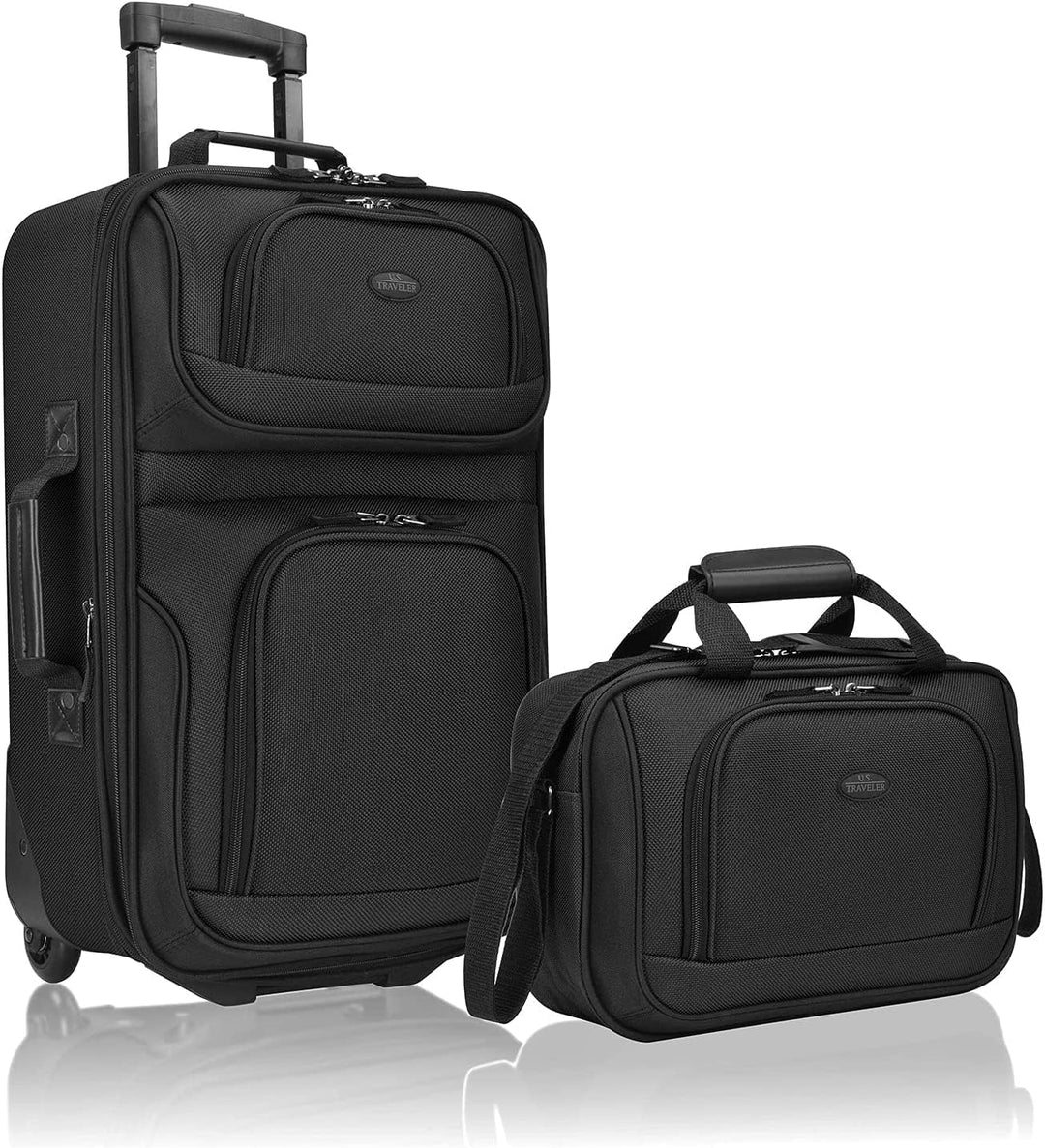 Softside carry-on luggage set with durable skate wheels, two pieces for easy travel