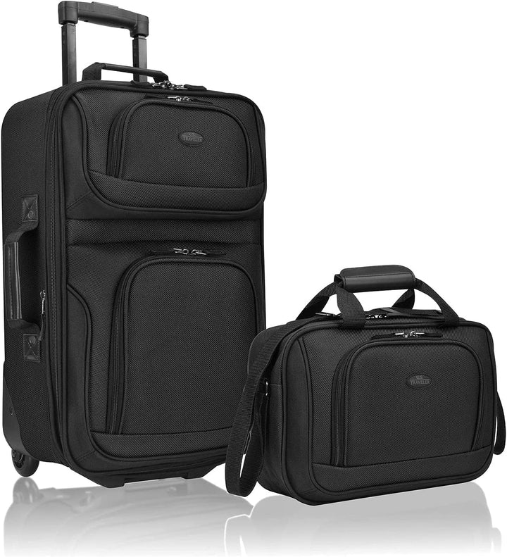Softside carry-on luggage set with durable skate wheels, two pieces for easy travel