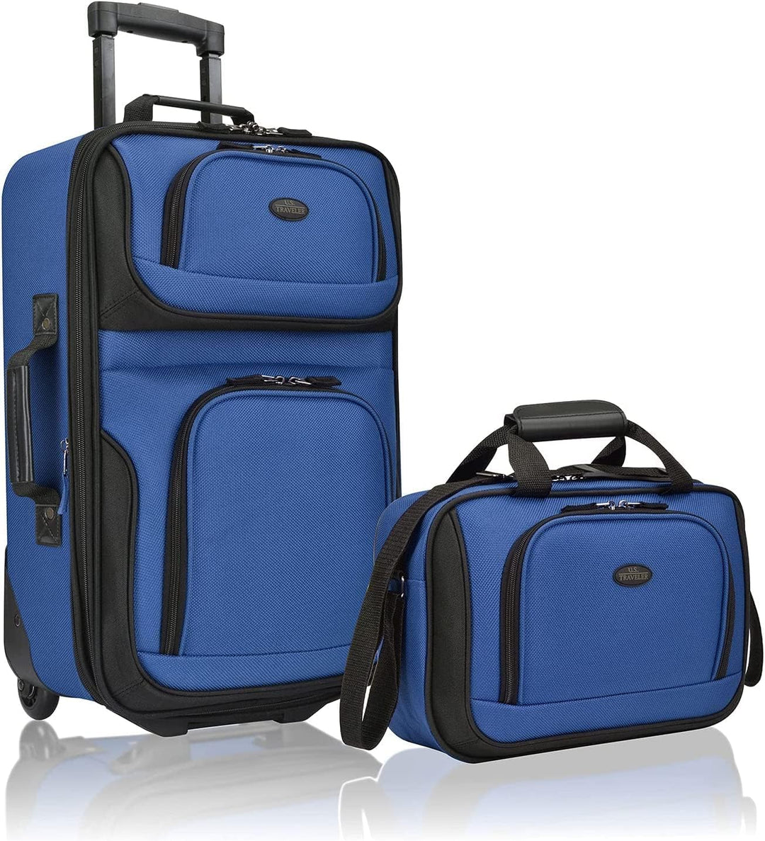 Close-up of skate wheels on one piece of the unisex expandable carry-on luggage set