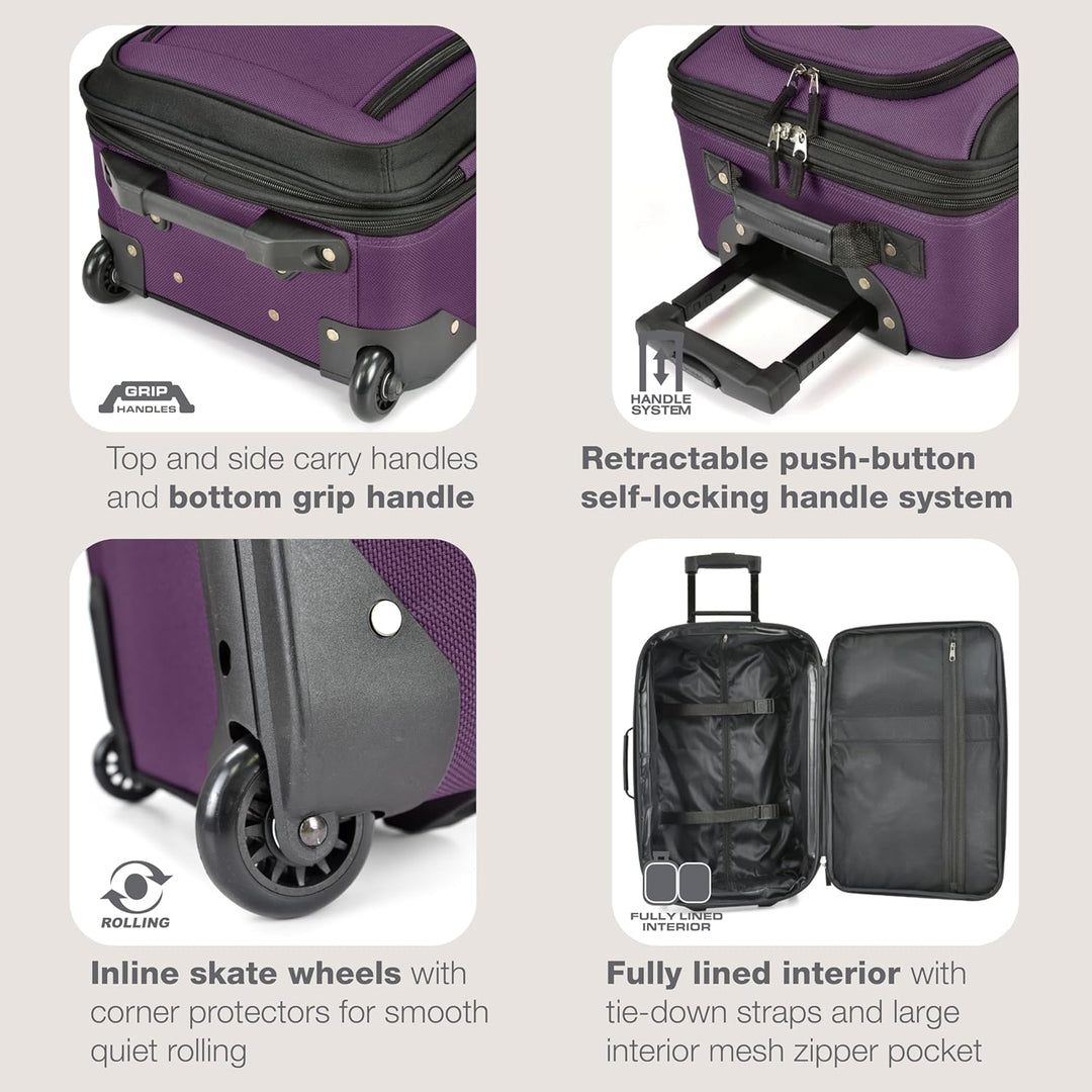 Interior view of the lightweight carry-on luggage showing ample packing space and lining