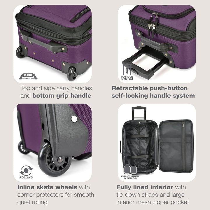 Interior view of the lightweight carry-on luggage showing ample packing space and lining