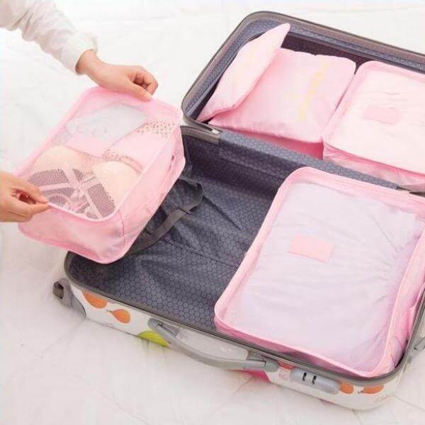 Durable unisex travel packing cubes, 2-set for efficient luggage organization & space-saving.