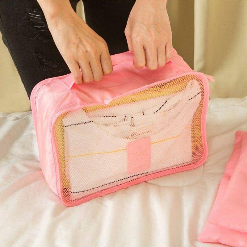 Unisex 2-set travel organizer bags. Space-saving packing cubes for all your travel accessories.